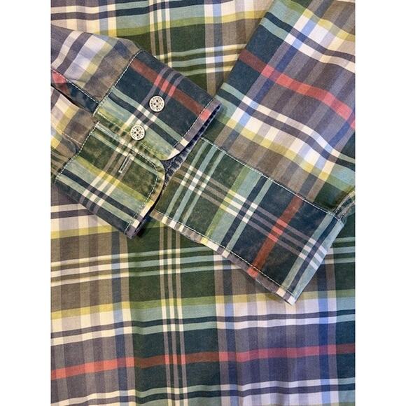 TOMMY BAHAMA Green Plaid Cotton Tencel Blend Button Up Acid Wash Men's XXXL 3XL - Picture 10 of 12
